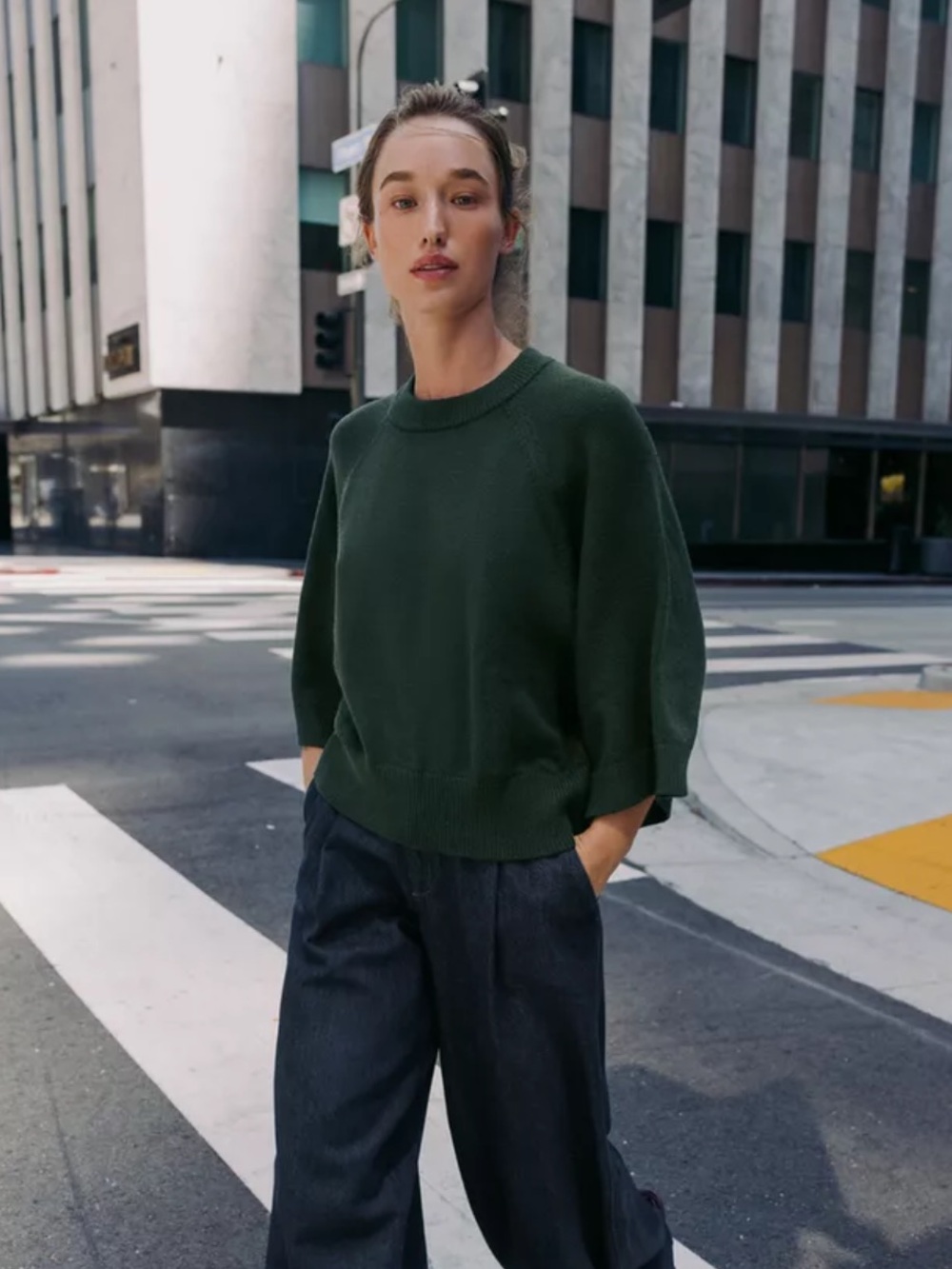 Zara Wide Sleeve Knit Sweater - Dark Green